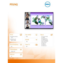 Dell Monitor P5524Q 54.6 cala LED VA UHD 4K (3840x2160)/16:9/HDMI/DP/VGA/USB/RS 232/RJ-45/3Y AES