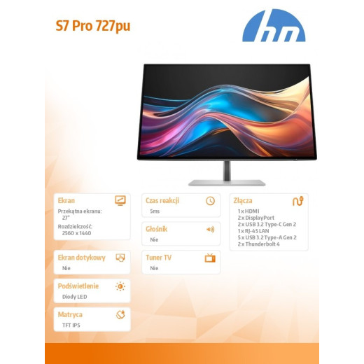 HP Inc. Monitor 27 cali S7 Pro 727pu QHD TB4 8J9E6AA