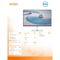 Dell Monitor 27 cali S2725DS IPS LED 100Hz QHD (2560x1440)/16:9/2xHDMI/DP/Speakers/fully adjustable stand/3Y