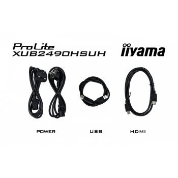 IIYAMA Monitor 24 cale XUB2490HSUH-B1 IPS,FHD,CAM,MIC,HDMI,DP,3xUSB(3.2), 100Hz,250cd,4ms,ADAPTIVE SYNC,FlickerFree,2x2W,WINDOWS