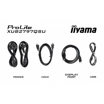 IIYAMA Monitor 27 cali XUB2797QSU-B1 IPS,HDMI,DP,100Hz,QHD,HAS(150mm),1ms, 2xUSB(3.2),2x2W,ADAPTIVE SYNC,FlickerFree