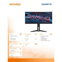 Gigabyte Monitor 34 cale MO34WQC OLED WQHD 2xHDMI DP USB-C