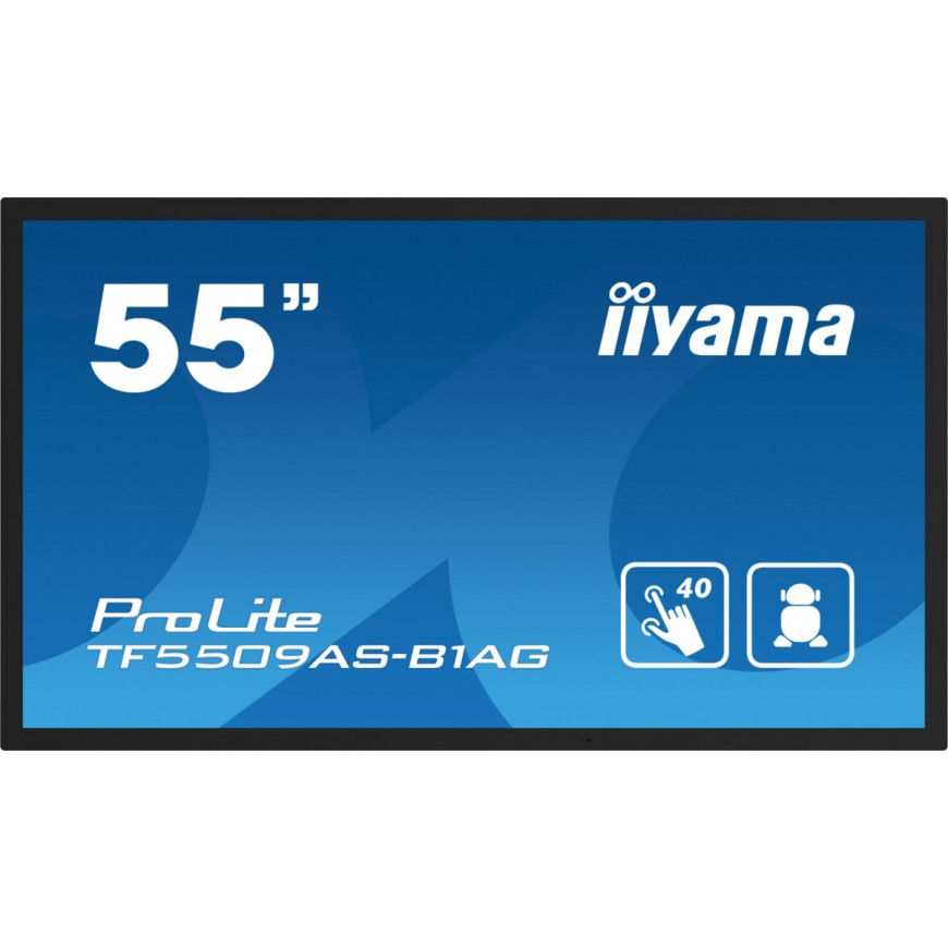 IIYAMA Monitor 55 cali TF5539AS-B1AG,IPS,4K,HDMIx2,DP,RJ45,3xUSB,2x10W, ANDROID,24/7,IP65
