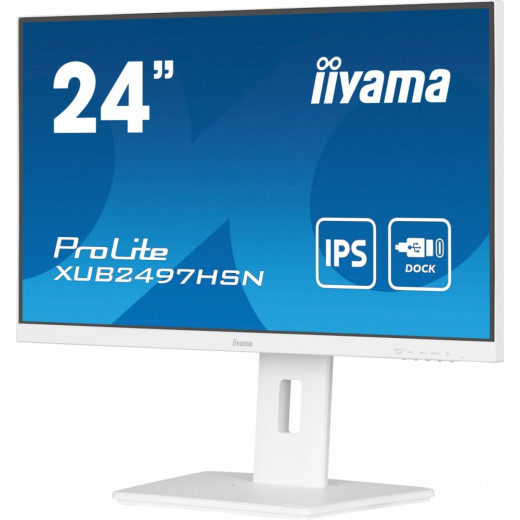IIYAMA Monitor 24 cale XUB2497HSN-W2 IPS, USB-C Dock, HDMI, DP, 300cd, Pivot, HAS, biały