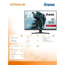 IIYAMA Monitor 27 cali G2770Q 0.2ms, IPS, DP, HDMI, 180Hz