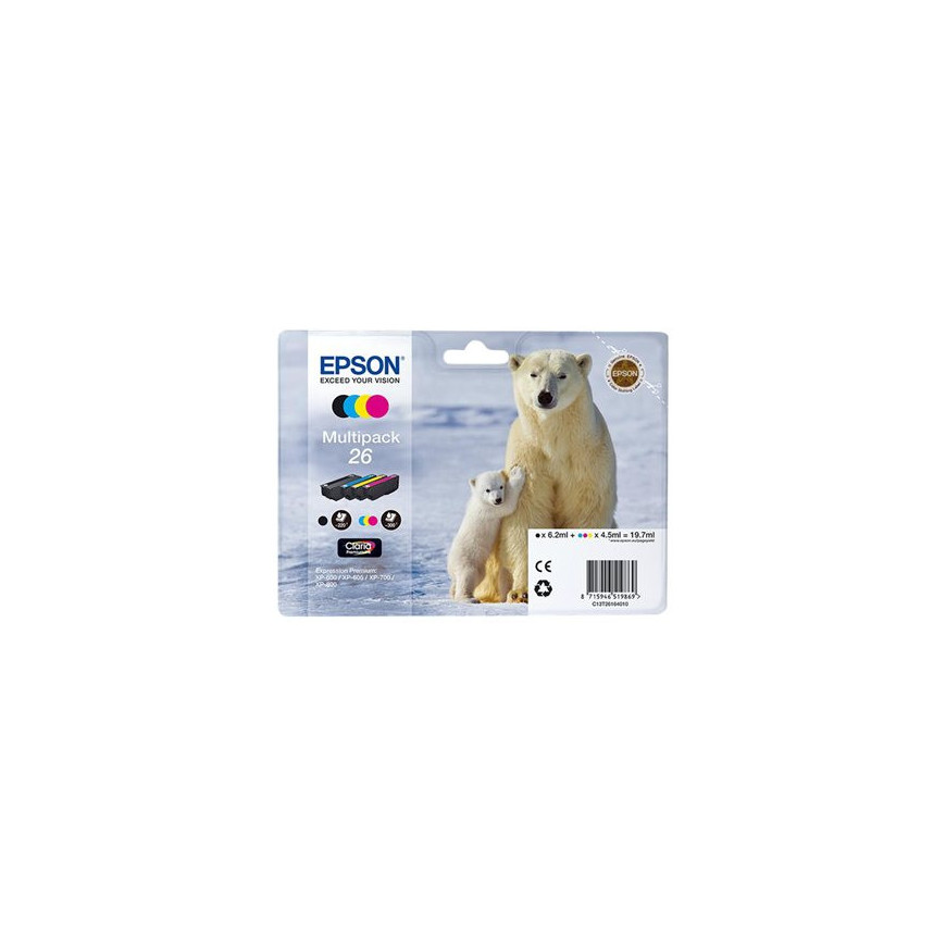 Epson Tusz Stylus XP600 T2616 CMYK 4pack, 3x4,5/6,2ml