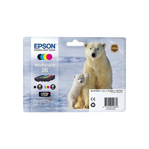 Epson Tusz Stylus XP600 T2616 CMYK 4pack, 3x4,5/6,2ml