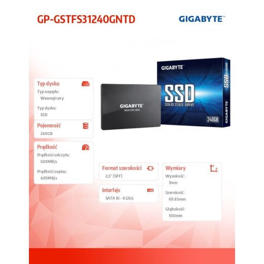 Gigabyte Dysk SSD 240GB 2,5'' SATA3 500/420MB/s 7mm