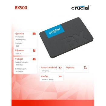 Crucial Dysk SSD BX500 240GB SATA3 2.5 540/500MB/s