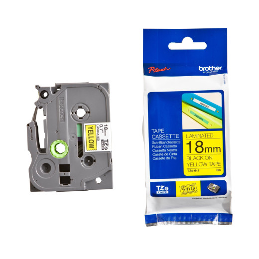 Brother Taśma TZE-641 czarny druk/żółty podkład 18 mm