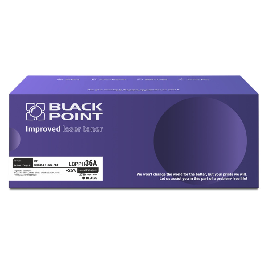 BlackPoint toner zamiennik CB436A / CRG-713 black