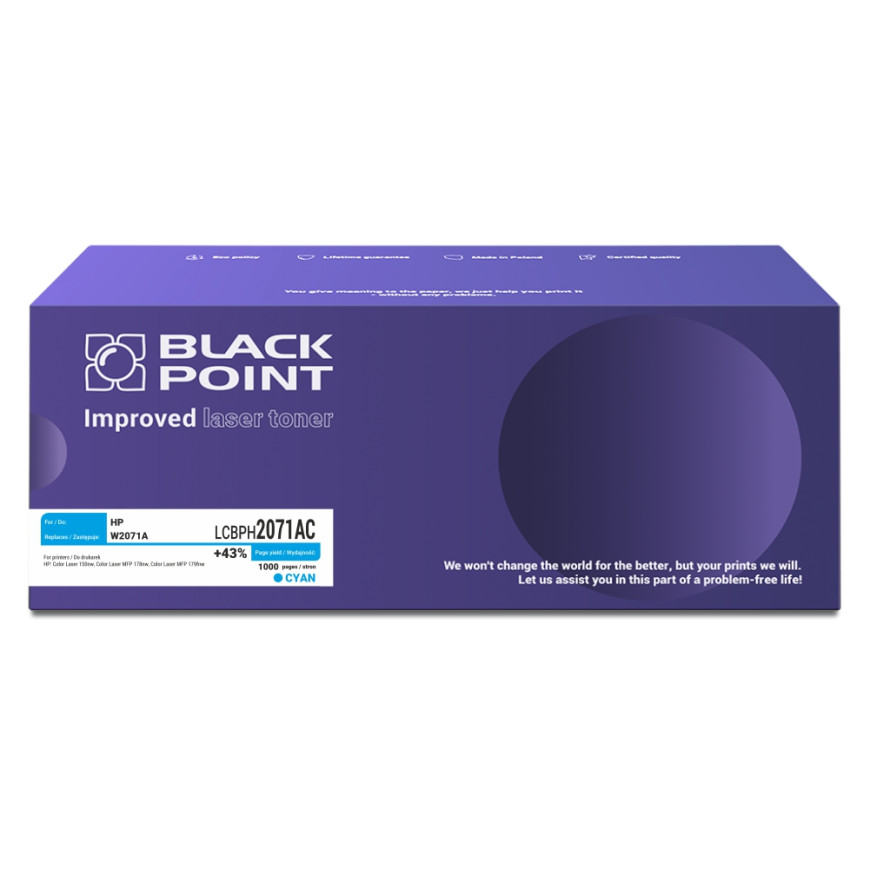 BlackPoint toner zamiennik W2071A cyan 1K