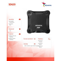Adata Zewnętrzny dysk SSD SD620 2TB U3.2A 520/460 MB/s Black