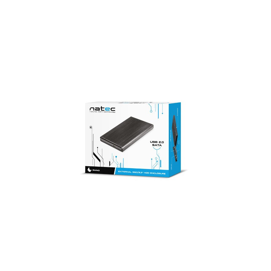 Natec Kieszeń zewnętrzna HDD sata RHINO 2,5 USB 2.0 Aluminium Black