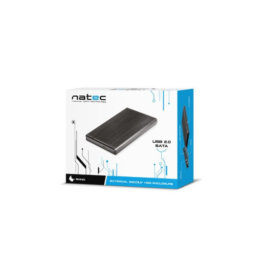 Natec Kieszeń zewnętrzna HDD sata RHINO 2,5 USB 2.0 Aluminium Black